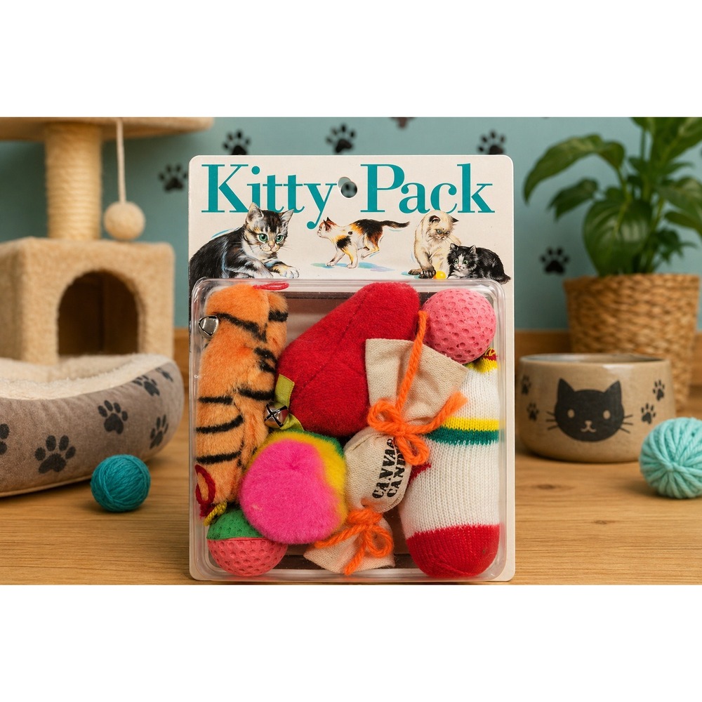 Vintage Kitty Pack 7 Piece Cat Toy Assortment Set Item 99801 New in Package